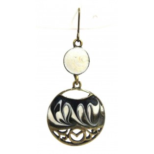 STORM IN CUP Black White Gold Oxidized Earring-Drop Long Dangling Hook Classy P4